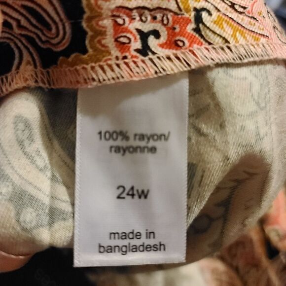 24W Boho Pink Paisley Wrap Skirt Midi Lightweight - Picture 10 of 12